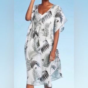 COPY - KONA SOL Palm Leaf Caftan Swim Cover-Up Beach Pool Small NWT